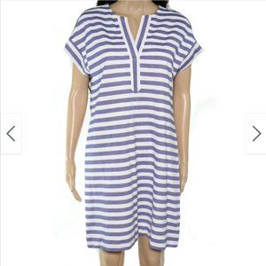 Vineyard Vines Blue + White Split Neck Tunic Dress